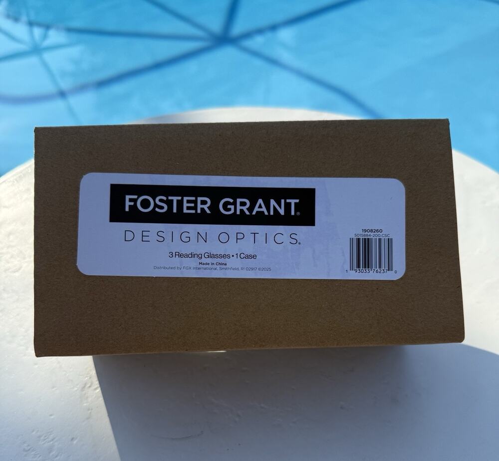 Foster Grant Design Optics +2.00 Reading Glasses 3 Pack Cat Eye #811 w/ Case